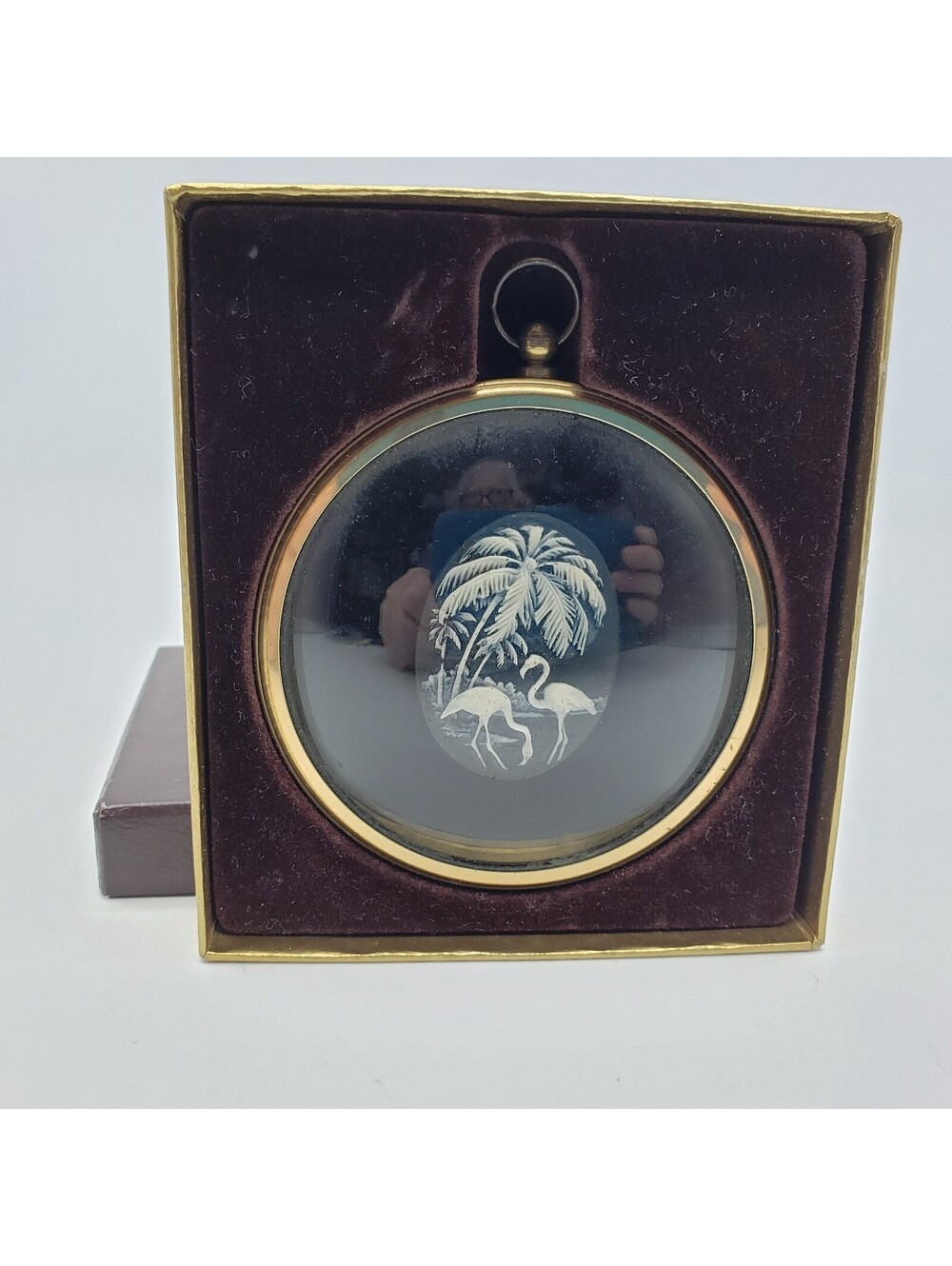 Vintage Miniature World of Peter Bates England Flamingo in Cameo Artwork Convex